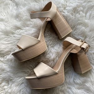 Cream beige platform heels
